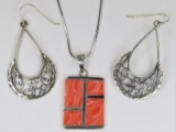 Lot of 2 Sterling Silver Coral