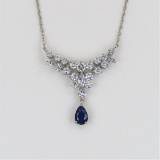Elegant Blue Sapphire and Diamond Necklace