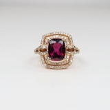 Beautiful LEVIAN Red Garnet and Diamond Ring