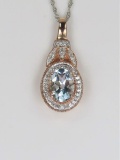 Beautiful Aquamarine and Diamond Pendant