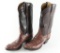 Two Tone Brown Lucchese Exotic Hide Boots