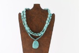 Three Strand Turquoise Necklace with Pendant