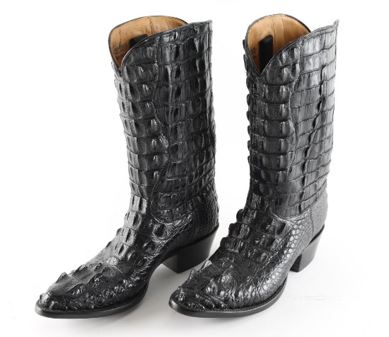 Pair of Black Exotic Hide Boots