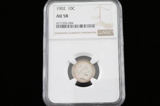 1902 O Barber Dime AU 58 PCGS 90% Silver