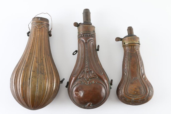 Lot Of Three Powder Flasks