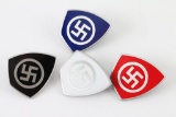 4 German WWII Swastika Shield Party Badges