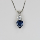 Stunning Royal Blue Sapphire and Diamond Pendant