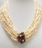 Beautiful Baroque Pearl and Tourmaline Necklace