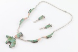 Zuni Inlaid Necklace & Earrings