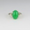 Vivid Apple Green Jade and Diamond Ring