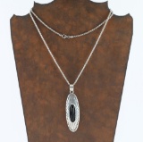Navajo Onyx & Sterling Necklace