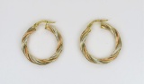Fashion Trending Tri-Color Gold Hoop Earrings
