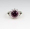 Radiant Fine Quality Raspberry Garnet and Diamond