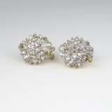 Vintage Champagne Diamond Cluster Earrings