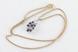 Ornate Ladies Sapphire & Diamond Pendant