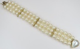 Gorgeous 3 Strand Cultured Pearl Bracelet