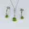 Colorful Trilliant cut Peridot and Diamond