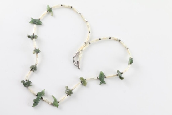 Navajo Shell & Jade Fish Fetish Necklace