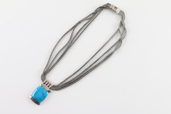 Sterling & Turquoise Strand Pendant