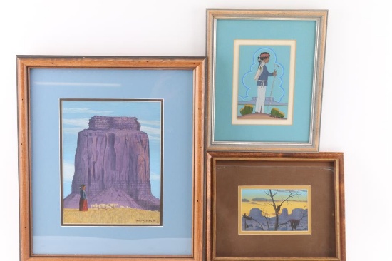 Lot Of Three Arthur Begay Sr Original Paintings