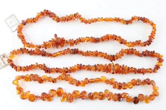 Lot of 3 Baltic Amber Beaded Necklaces
