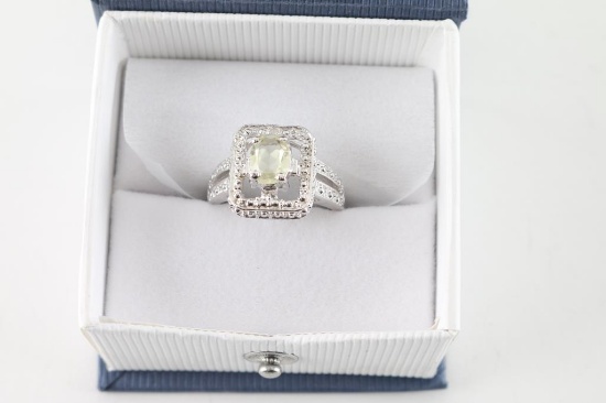 Lemon Quartz & Diamond Ring