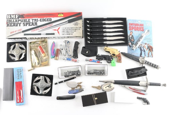 Novelty Knife Lot & A Spear