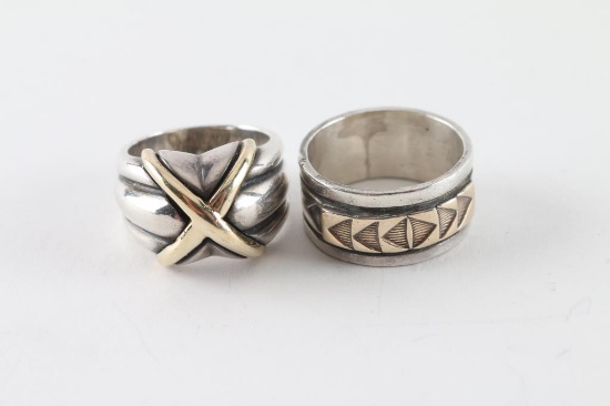 Lot of 2 Sterling & Gold Ring