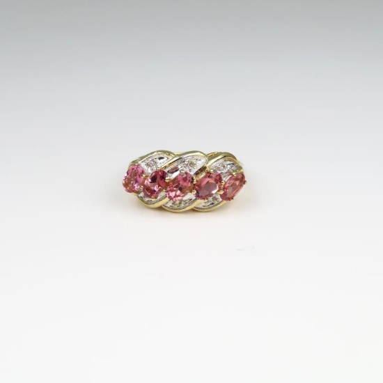 Gorgeous Pink Tourmaline and Diamond Ring