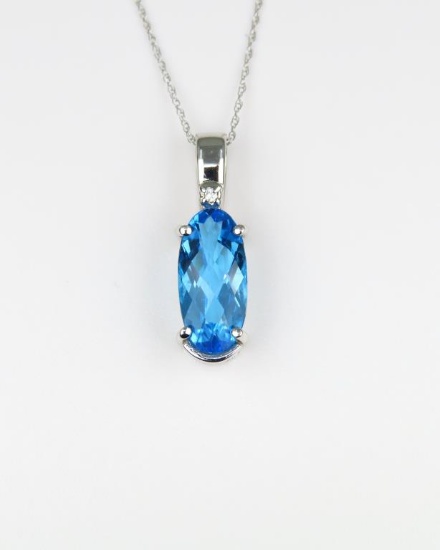 Bright Fantasy cut Blue Topaz and Diamond