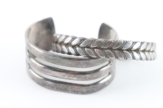 Lot of 2 Mexican Sterling Cuffs