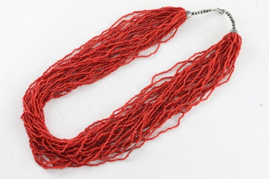 30 Strand Navajo Coral Necklace