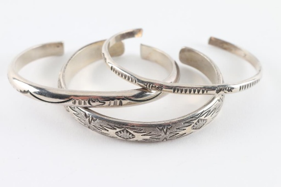 Lot of 3 Sterling Navajo Cuffs