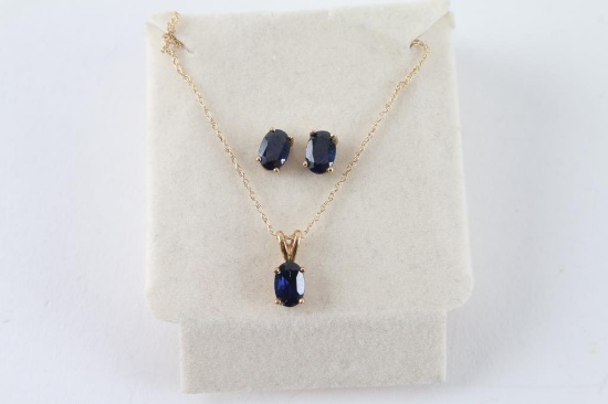 Sapphire Necklace And Earring Set