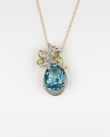 Whimsical Butterfly Blue Topaz and Diamond