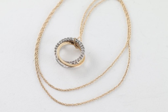 Ladies Double Circle Diamond Pendant