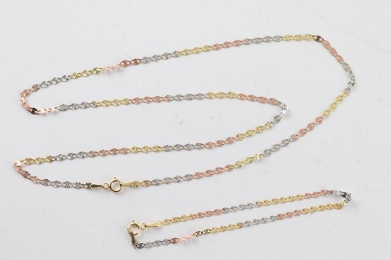 Gucci Tri Color Necklace and Bracelet Set
