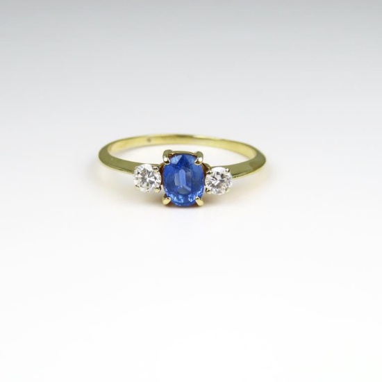 Vintage Blue Sapphire and Diamond Ring