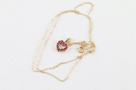 Ladies Ruby Heart Pendant