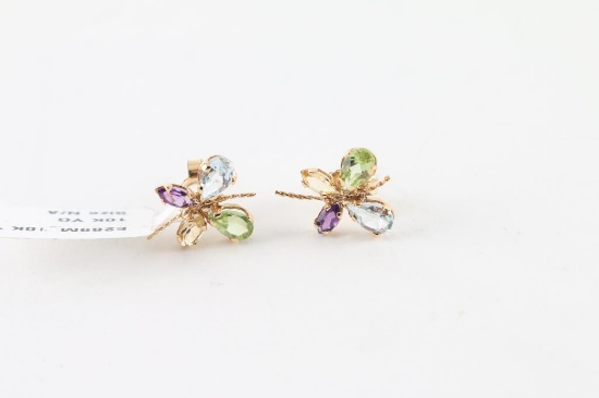 Multi-stone Butterfly Stud Earrings