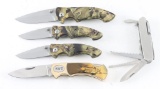 Lot Of Five Camo Pocket Knives