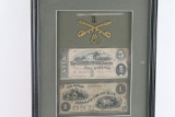 Framed U.S Money & Cavalry Insignia