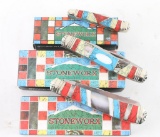 Four Rough Ryder Stoneworx Pocket Knives.