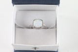Cushion Cut White Opal Ring