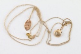 Lot of 2 Sleek 14Kt Gold Pendants on Chains