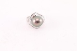 Stunning Black Pearl & Diamond Ring