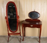 Cherry Wood Vanity With Mirror