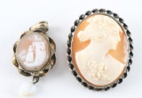 Lot Of Two Antique Cameo Pin and Pendant