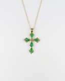 Beautiful Emerald and Diamond Cross Pendant