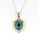 Beautiful Black Opal, Amethyst and Diamond